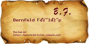 Bernfeld Fülöp névjegykártya